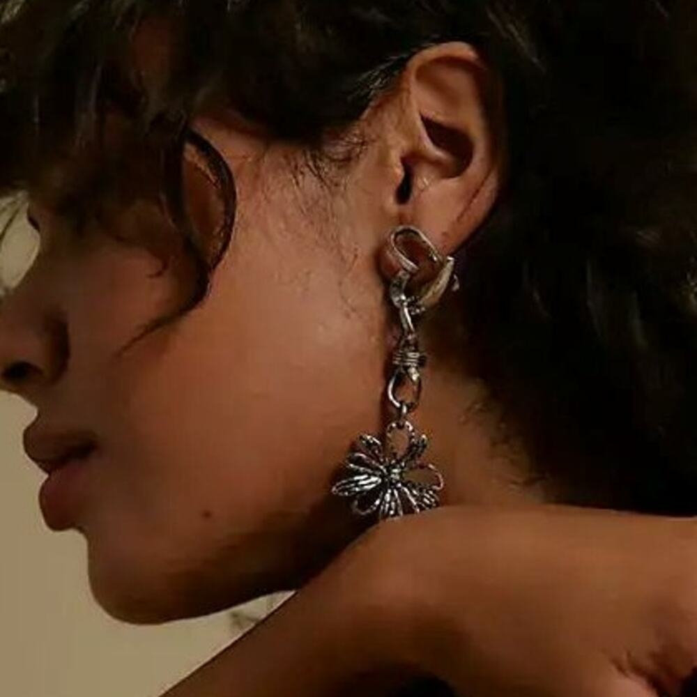 Free People Xavier Dangle Flower Earrings - Silver